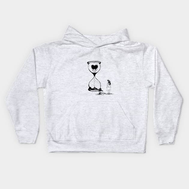 The sad girl using hammer smashing the love hourglass Kids Hoodie by vuminhvuong